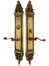 18 inch Apollo Single Cylinder Mortise Entry Set with Rope Lever Handles In Antique Brass